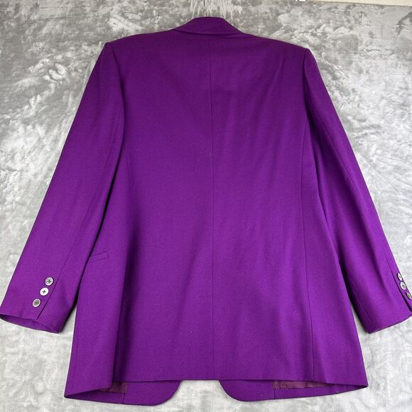 Vintage Classiques 100% Wool Blazer Womens L Fuchsia Purple Embroidery (1105) - Picture 10 of 15